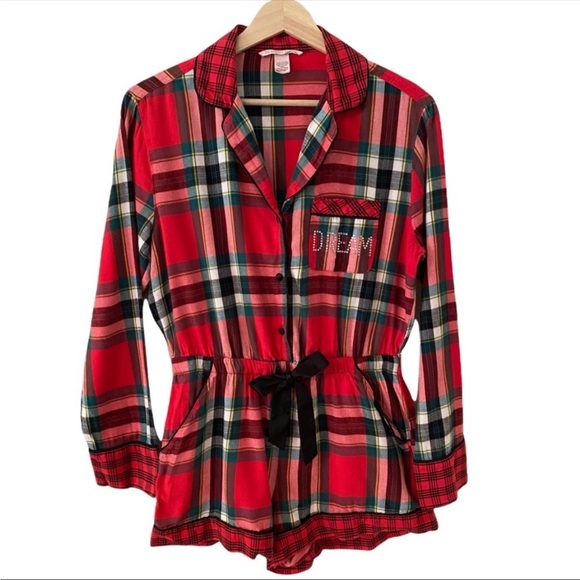 Victoria’s Secret Plaid Dream Romper Pajamas - Picture 1 of 4